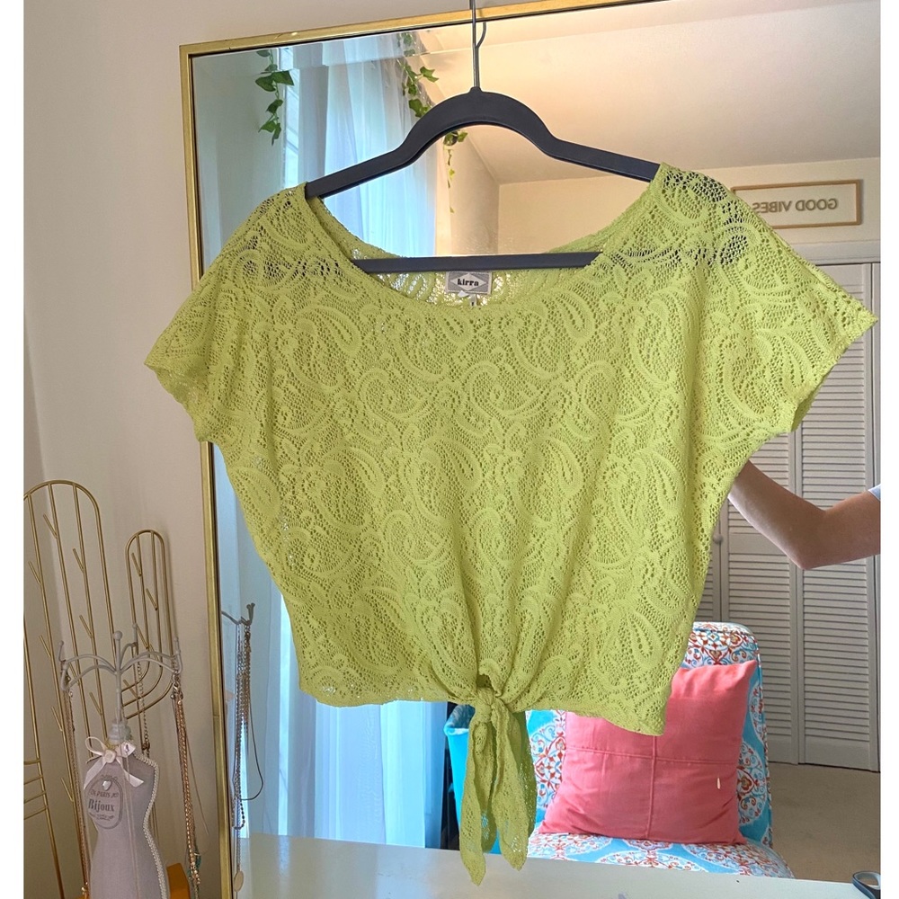 Lime green lace top